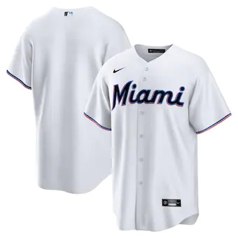 mens nike white miami marlins home blank replica jersey_pi4